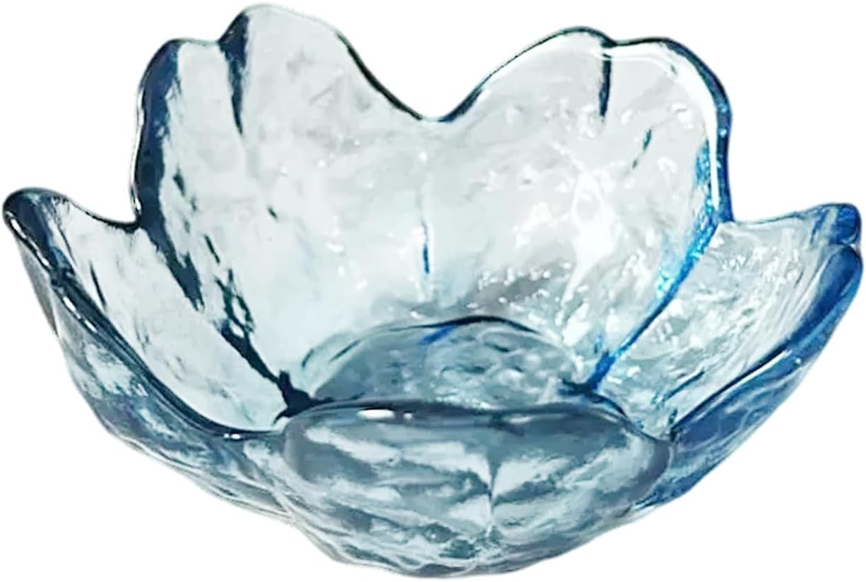 Blue Flower Glass Ring Dish, Jewelry Tray Ring Holder
