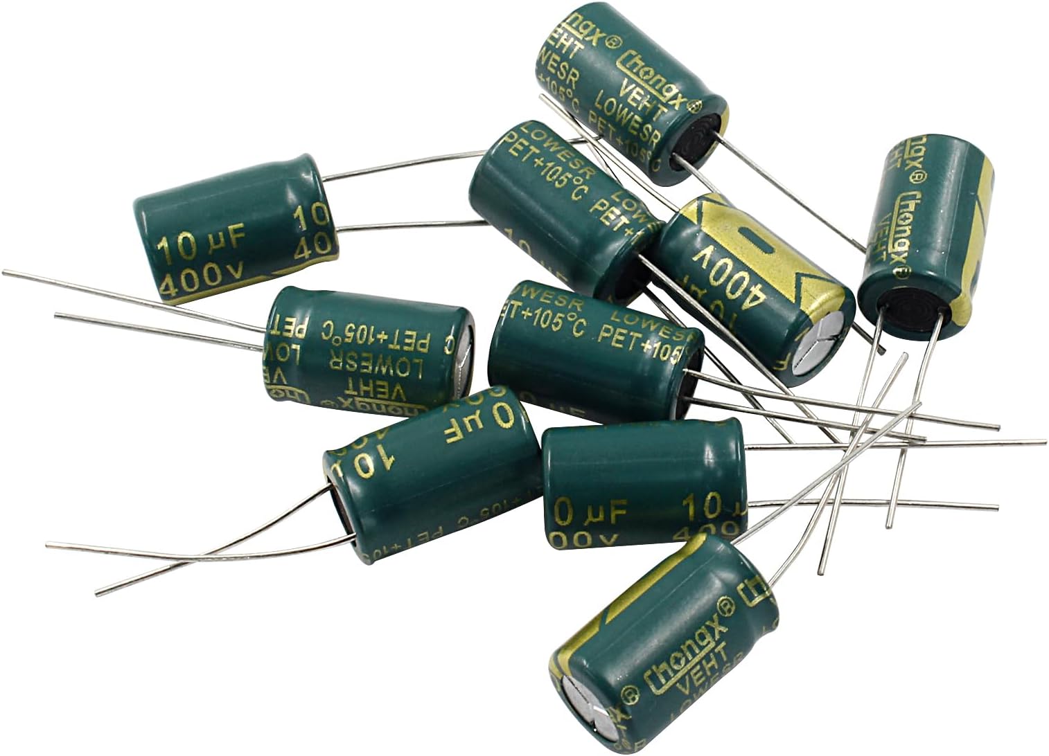 Hordion 10PCS 400V 10UF Electrolytic Capacitor, 0.39x0.63in High Frequency Aluminum Electrolytic Capacitors for TV LCD Monitor Game DIY Projects