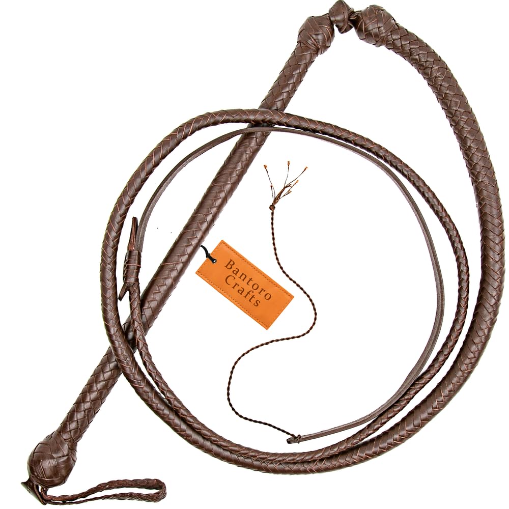 Marrone Frusta 12 trecce Fili Pelle Intrecciata Frusta in Vera Pelle Pancia in Pelle e Supporto in Pelle all'Interno Frusta Che schiocca Forte