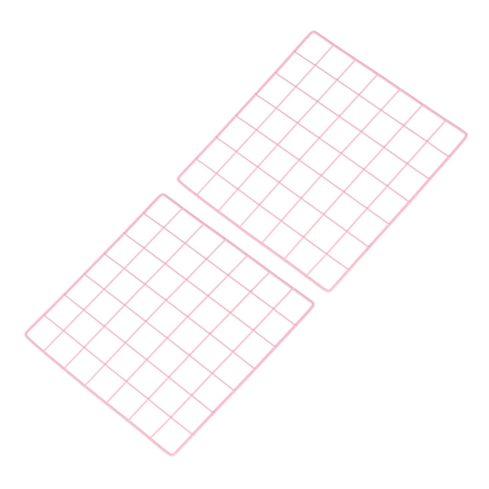 PATIKIL Wire Wall Grid Panel 35x35cm, 2 Pack Board Photo Pictures Memo Display Grid Panels Hanging Organizer Wall Decorative Panel for Home Office Wedding, Pink