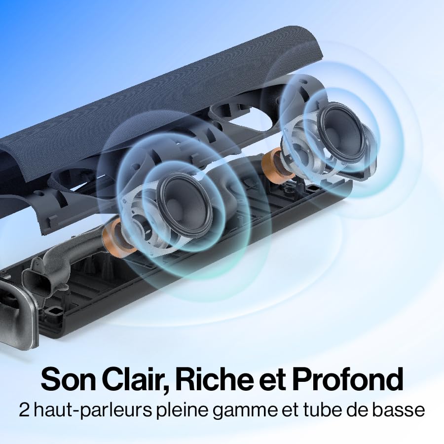 OXS Thunder Lite Barre de Son de Jeu PC pour TV avec Son Surround virtuel, 2 Pilotes de Gamme complète, Tube de Basse, Design Compact, Compatible HDMI/AUX/Optique, Connexion sans Fil Bluetooth 5.0 – Image 4