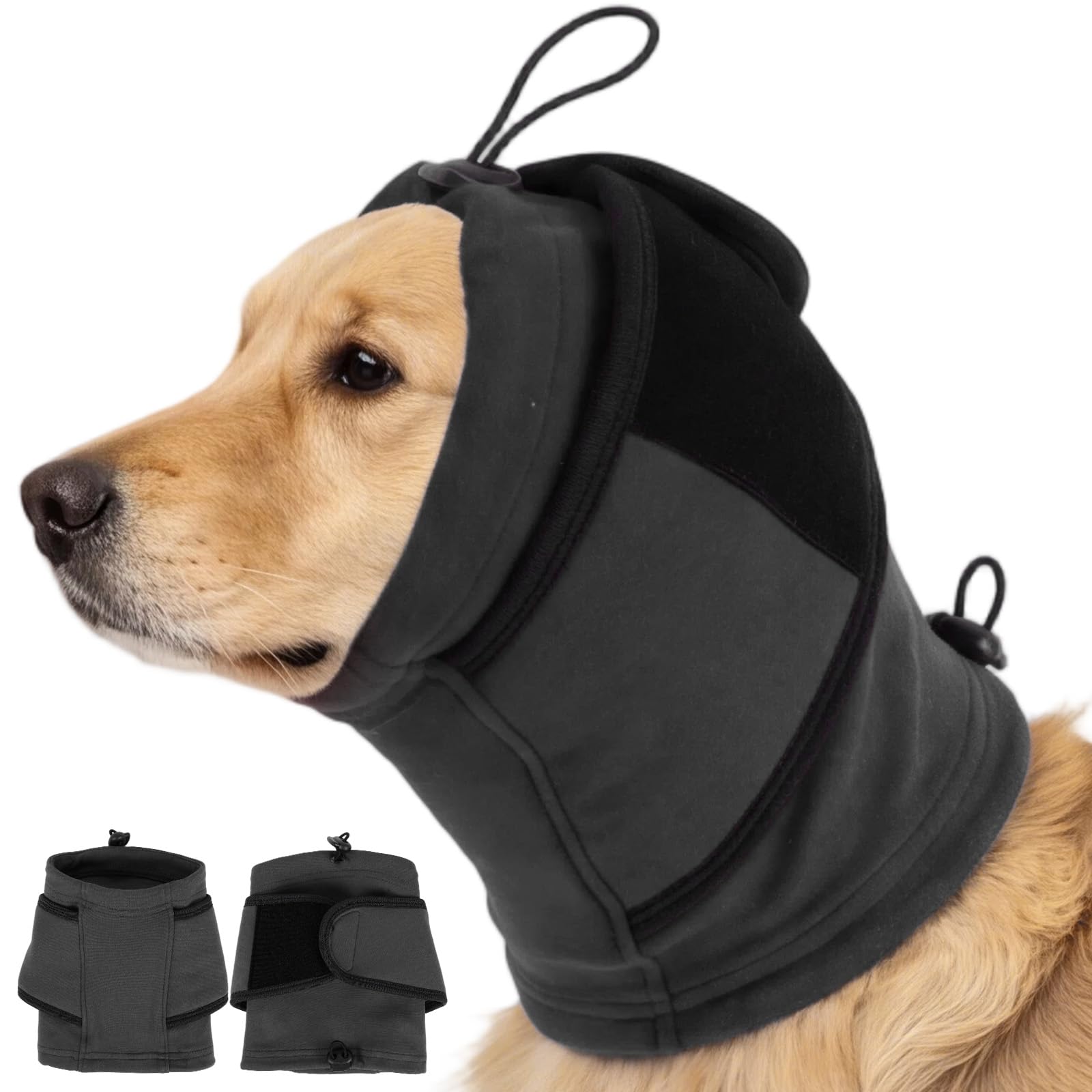 Katzinst Full Coverage Dog Ear Snood, Post-Surgery Care & Irritation Protection, Windproof Comfort for All Breeds, Grey XL