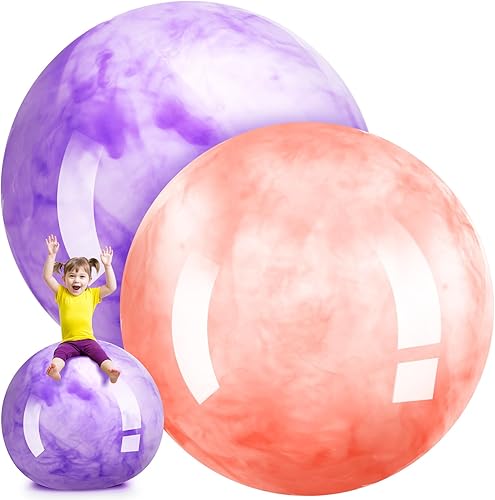 Meooeck 2 bolas gigantes inflables de goma marmoleadas gigantes para la playa para niños y adultos, bomba no incluida