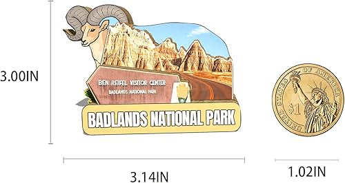 Miniatura 3 de Imán del Parque Nacional Badlands de los Estados Unidos, imán de nevera, hitos de madera 3D, recuerdos coleccionables, decoración hecha a mano