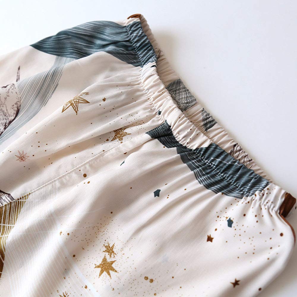 Conjunto De Pijamas De Mujer,Pijama Suave De Algodón Viscosa 100% Con Bolsillos Estampado Fino Manga Larga Con Botones Conjuntos De Pijamas Ropa De Dormir De Verano Ropa De Dormir Ropa De Dormir,Bei