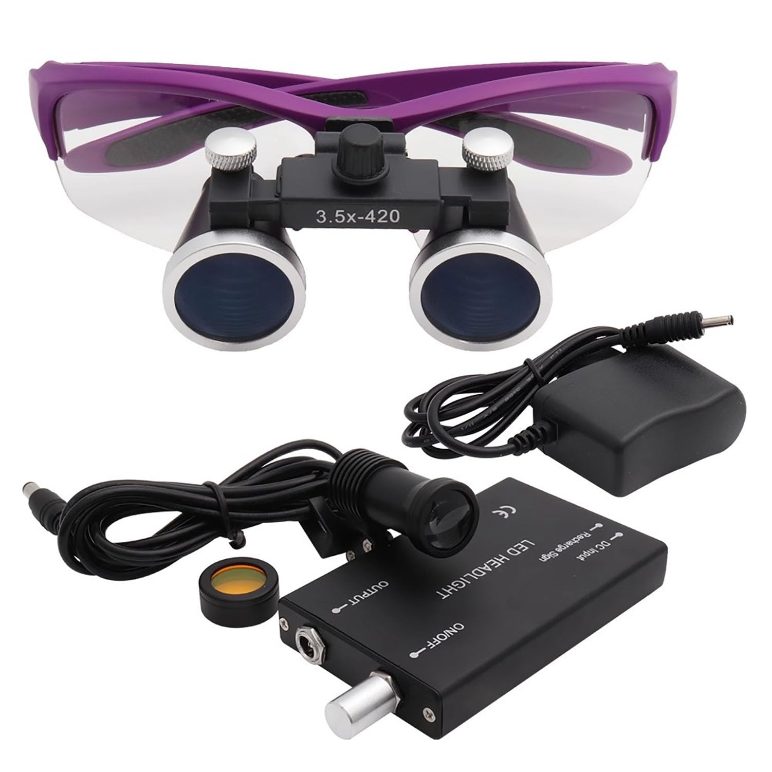 Loupe De Chirurgie Dentaire Portable, Loupes Binoculaires en Verre Optique, Loupes Dentaires Et Chirurgicales avec Lampe Frontale De 5W Et Filtre, Grand Champ De Vision pour Les Dentistes