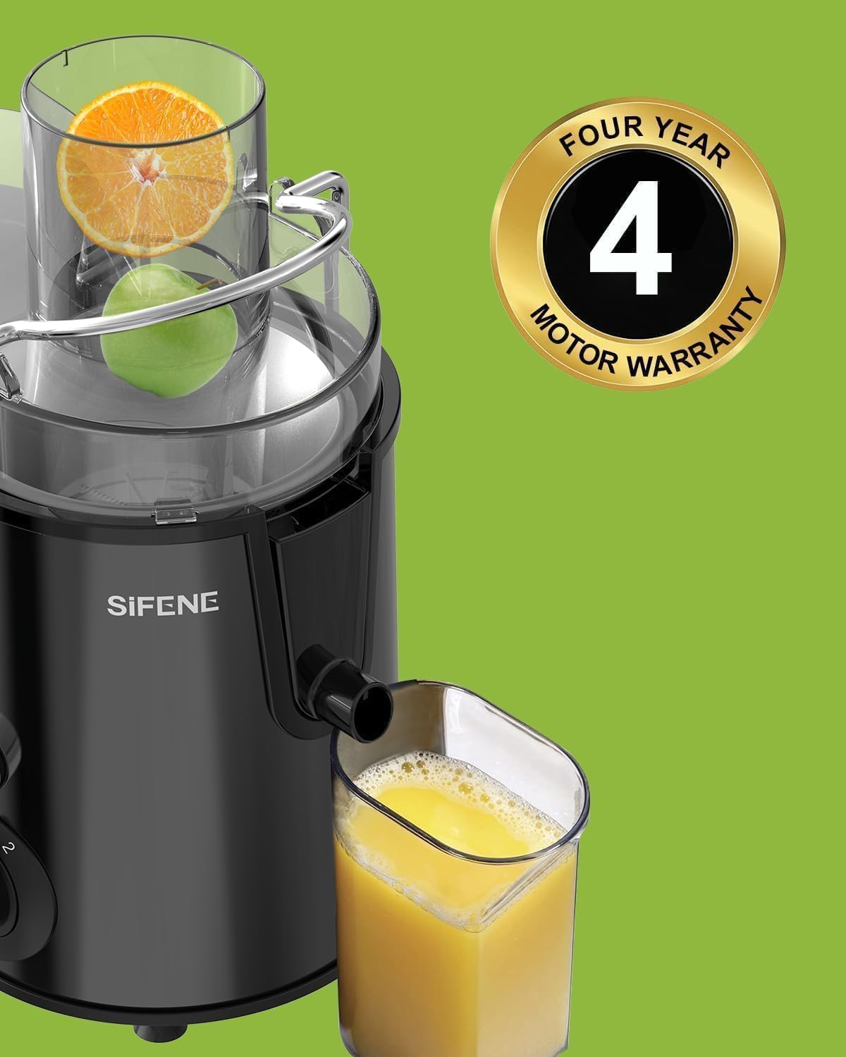 Extractor de Jugos de 400W, Máquinas Exprimidoras SiFENE, Boca Grande de 3 Pulgadas para Verduras y Frutas, Fácil de Limpiar, Sin BPA
