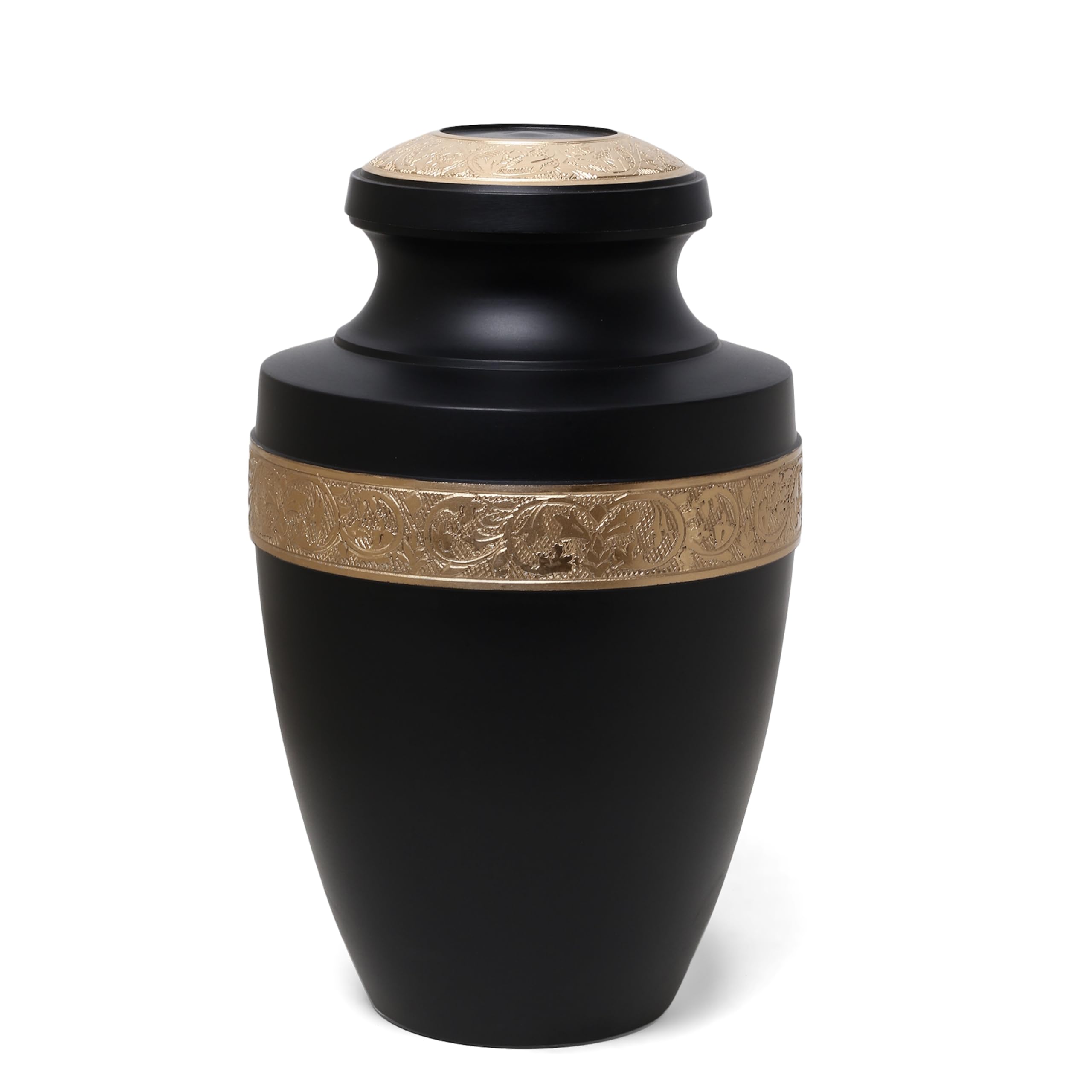 Handcrafted Black with Gold Engraving Cremation Urn for Human Remains Ashes - Asthi Kalash for Memorial Ashes Storage - Aluminum Asthi Kalash-image-26