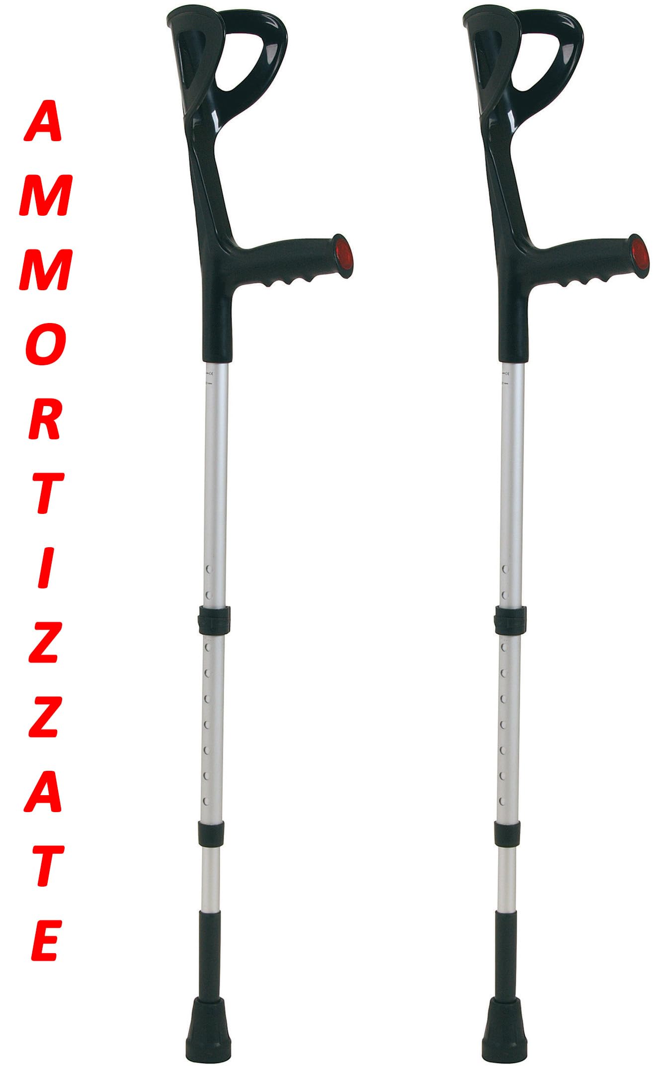 Stampelle Ortopediche Regolabili in Altezza - Coppia di Stampelle Mediche Canadesi in Alluminio Leggero con Impugnatura Ergonomica Confortevole e Puntali Antiscivolo, Portata 100kg