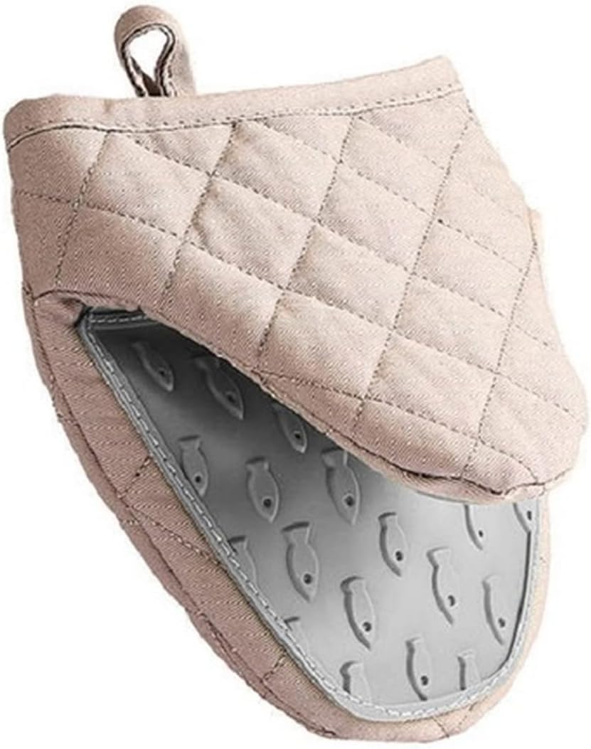 Silicone Cotton Oven Gloves Insulation Gloves Kitchen Cooking Microwave Oven Non Slip Thickening(Grey 1pc)