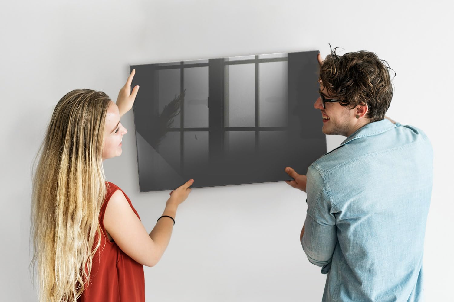 Elegante Glas-Magnettafel magnetisch | Set mit 5 Neodym-Magneten, Marker & Schwamm | Schreibbar, abwischbar & dekorativ | Für Küche, Büro, Homeoffice- 90x60 - Grau