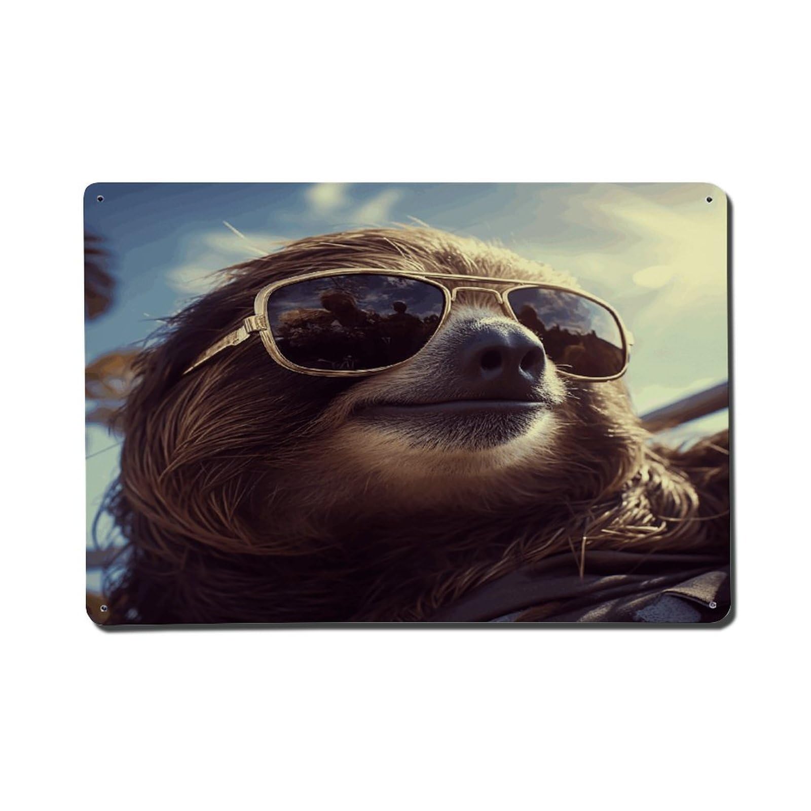 Adfgyerh Style Sloth With Sunglasses Metal Signs Funny, Aluminum Tin Sign Indoor Outdoor Decor, Vintage Signs For Home Office Kitchen Bar Cafe Garden Farmhouse Wall Decor