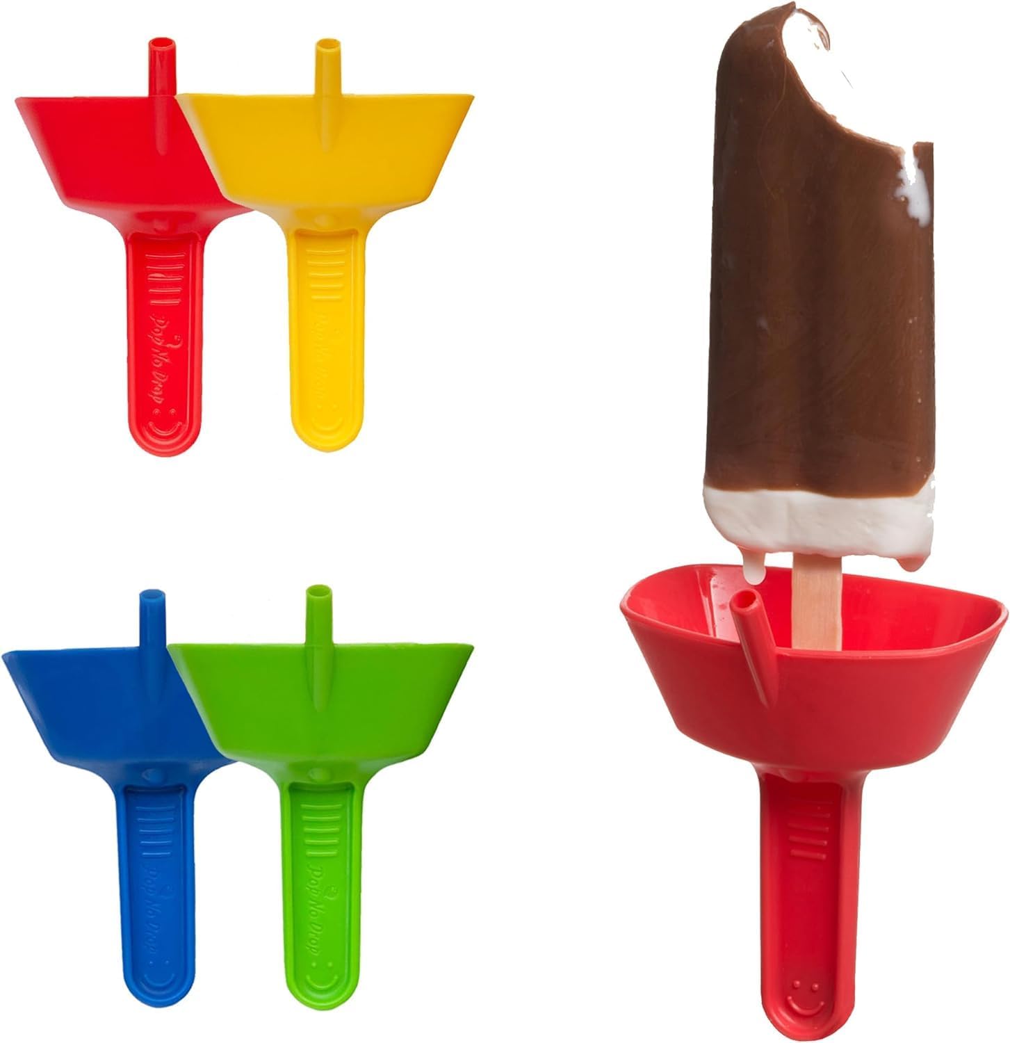 Drip Free Popsicle Holder, 4pcs Silicone Popsicle Holder Mess Free Frozen Treats Holder with Straw Ice Guard Ice Cream Holder for Summer Home Gadget