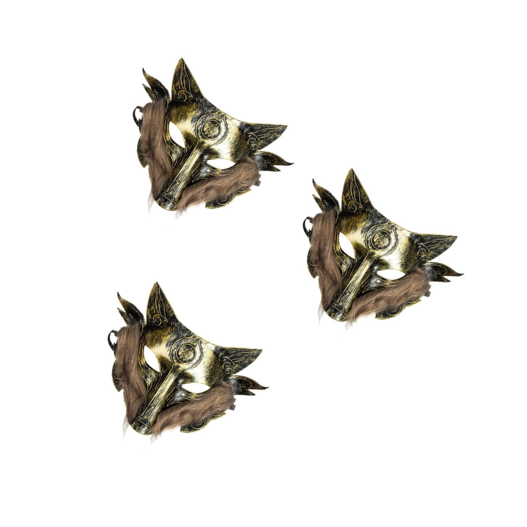 VICASKY 6 Pz Maschera Di Peloso Maschere Mascherate Da Costume Da Animale Di Halloween Maschere Cosplay Di Halloween Maschera Di Animali Maschera Per Esterno Plastica Golden