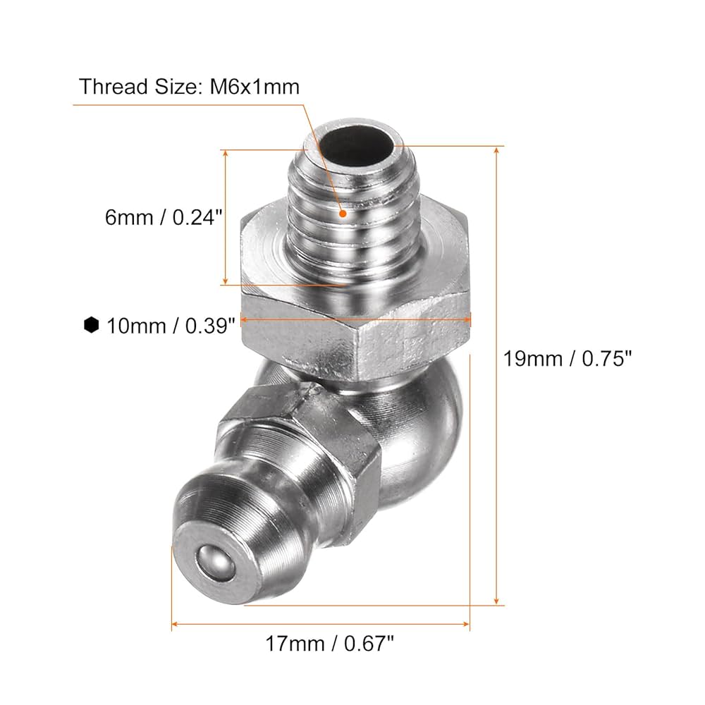 4 Pcs Brass M10 X 1mm Thread 90 Degree Angle Grease Zerk Nipple Fitting For Car