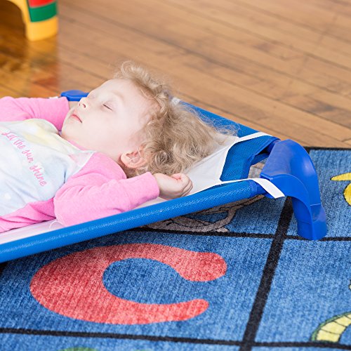 Image of Sprogs Heavy-Duty Stackable 40 inchL Daycare Cots for Toddlers Ages 1 to 2, Stacking Preschool Classroom Toddler Cots for Sleeping, Resting, Naptime, Pack of 24, Blue