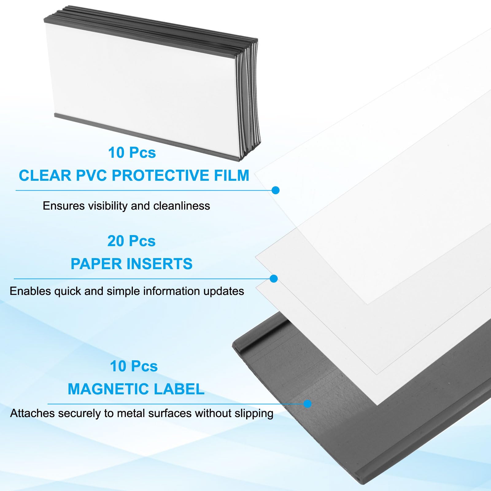 PATIKIL Magnetic Label Holder 6" x 3" with Paper Inserts - Image 3