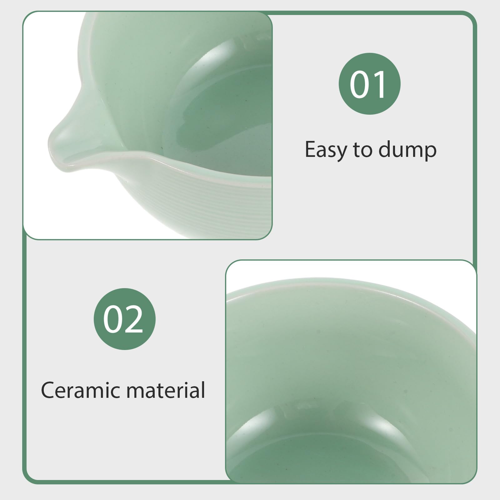 Ciotola Giapponese per Matcha con Beccuccio 550ml Ceramica | Verde, Bocca Ampia e Fondo Profondo, Lavabile in Lavastoviglie e Microonde, per Cerimonia del Tè
