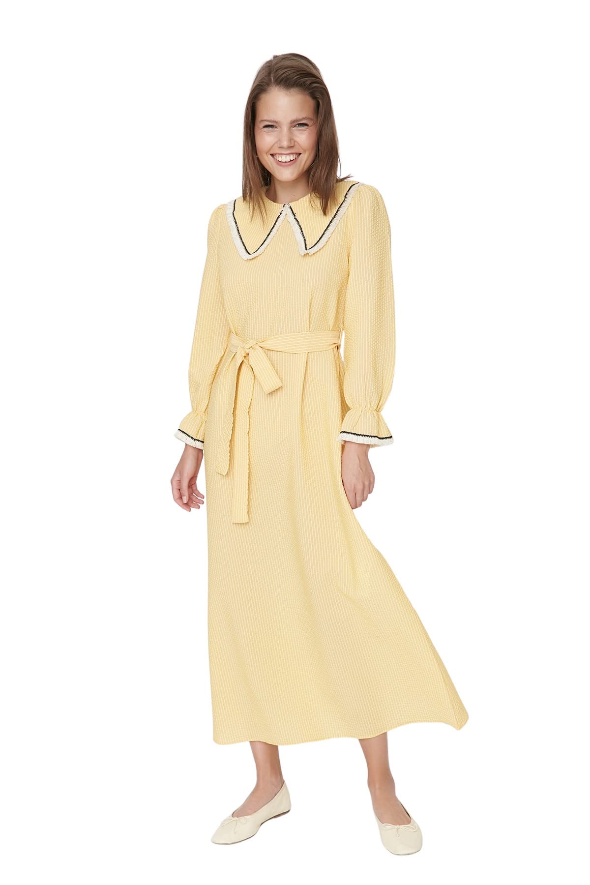 Trendyol Women Modest Maxi Basic Regular Woven Modest Dresses Mustard