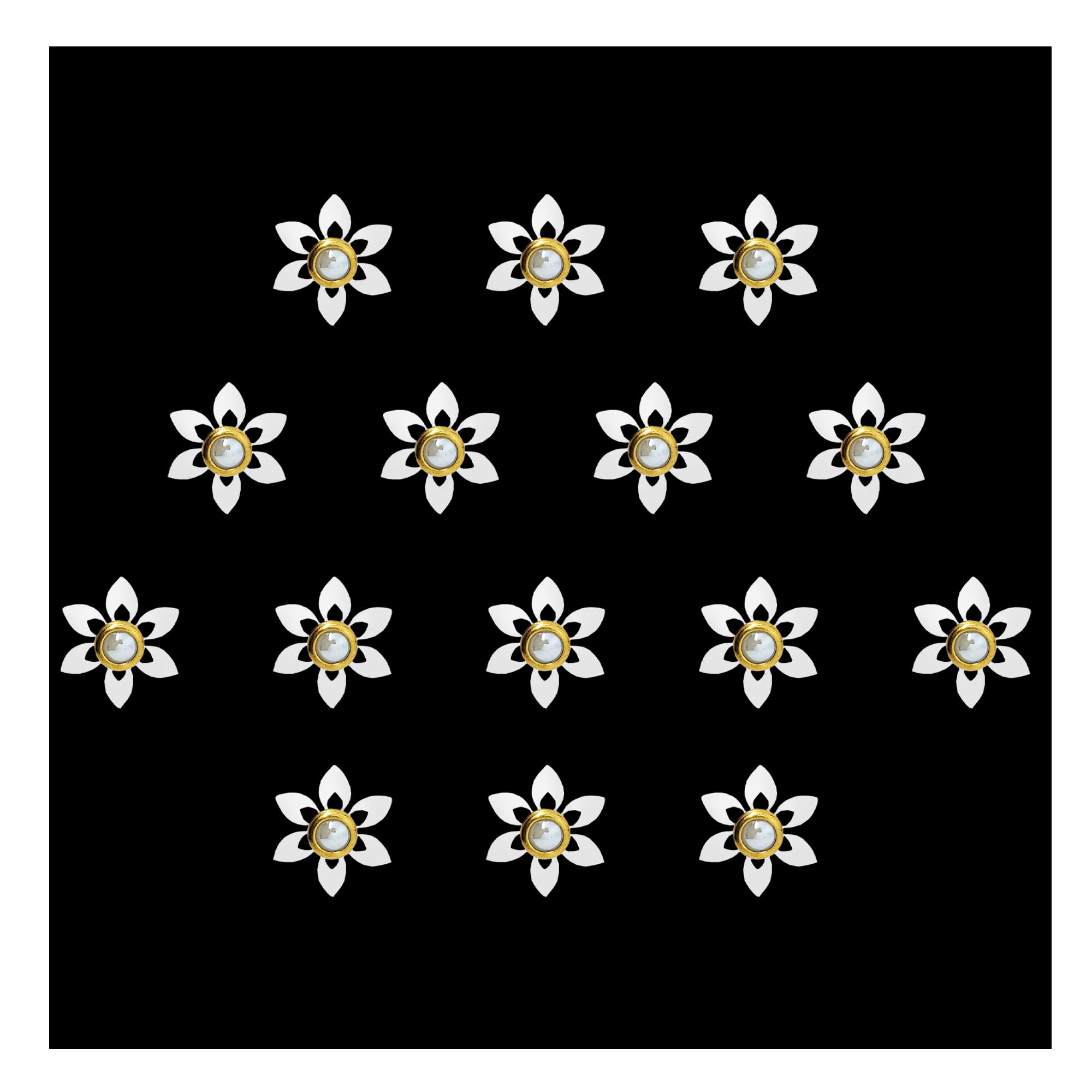 Comet Busters® White Floral Hand Mehndi Bindis – Petal Flower Kundan Self Adhesive Bindi Stickers (CMEH032) (11mm)-picture-30