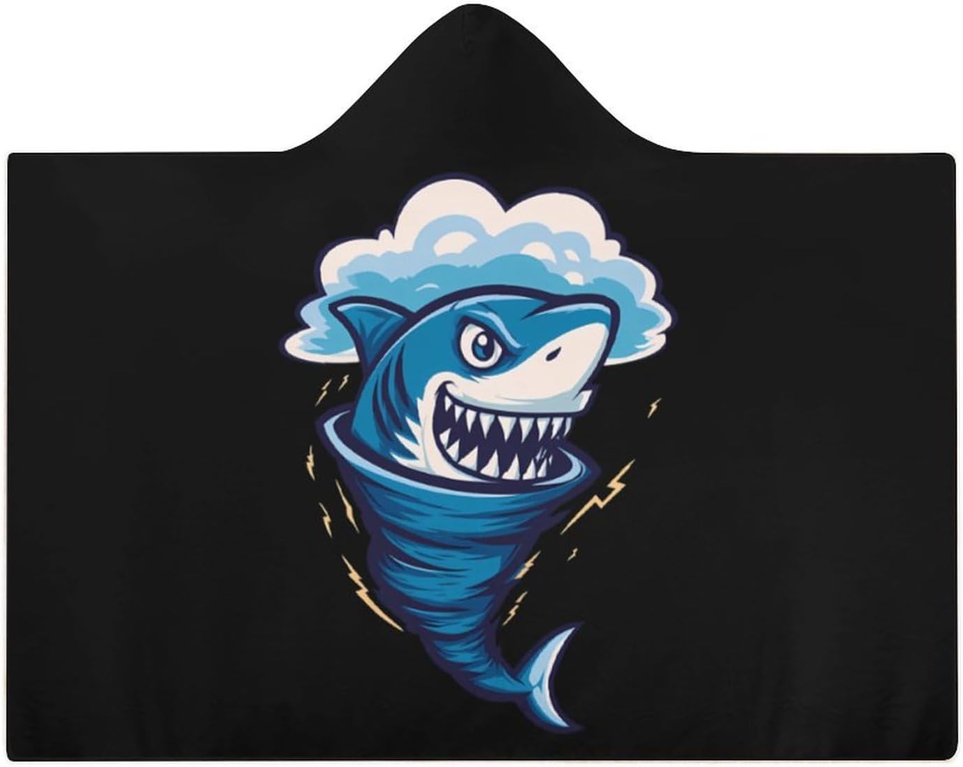 Shark Tornado Storm Hurricane Wearable Blanket Oversized Throw Cape | Cozy Hooded Blanket Gifts for Women Men