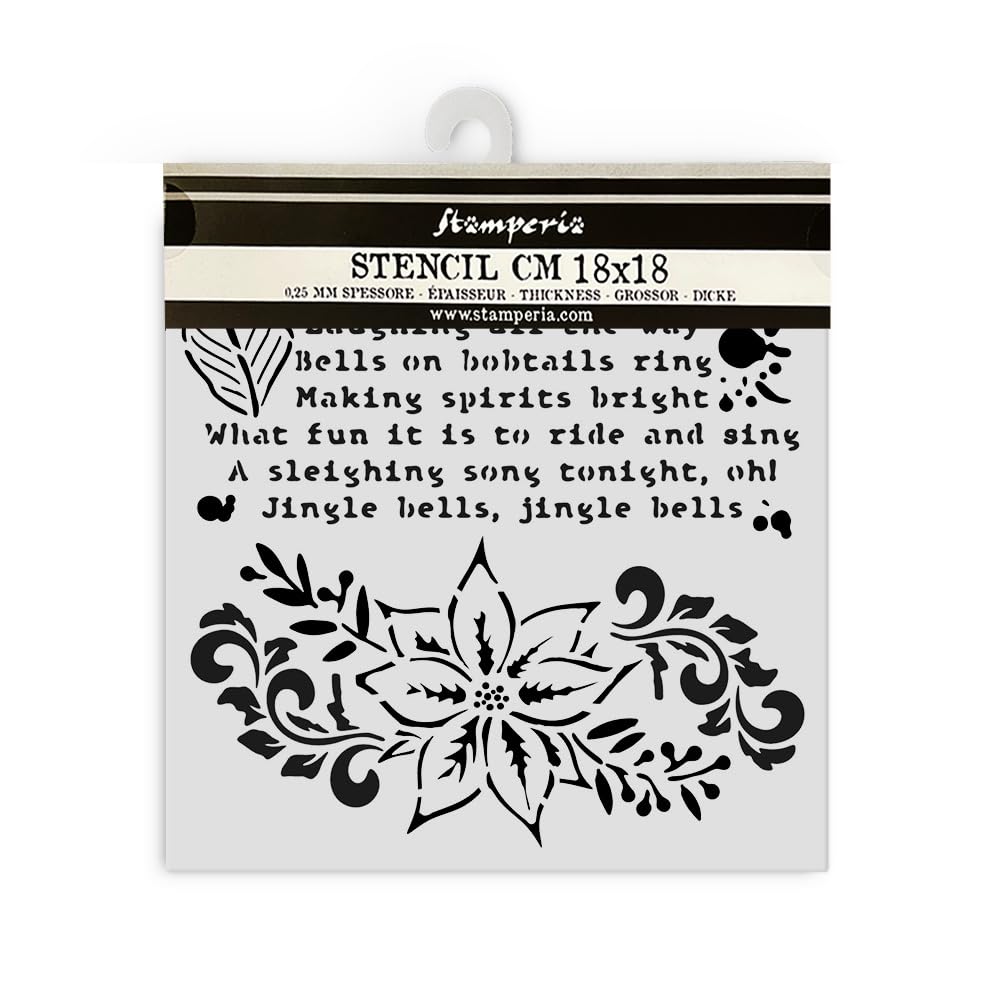 Stamperia - Thick Stencils for Scrapbooks, Albums, Cards, Bullet Journals, and More, Poinsettia, Flexible Material, Easy to Clean, Perfect for Hobbies, Crafts, and Gifting (The Nutcracker)