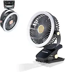 Ventilador de Mesa com Clipe e Motor Brushless 3x Mais Durável - Mini Ventilador USB Recarregável, 5 Velocidades, 360°, Bateria 2400mAh, Operação Silenciosa para Escritório e Ambientes Internos