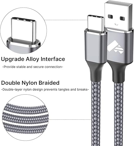 Miniatura 3 de Aioneus Cable USB C 3A de carga rápida [2 unidades, 6 pies] USB A a tipo C cable de carga para Samsung Galaxy S22 S21 A01 A02s A03s A11 A12 A13 A14