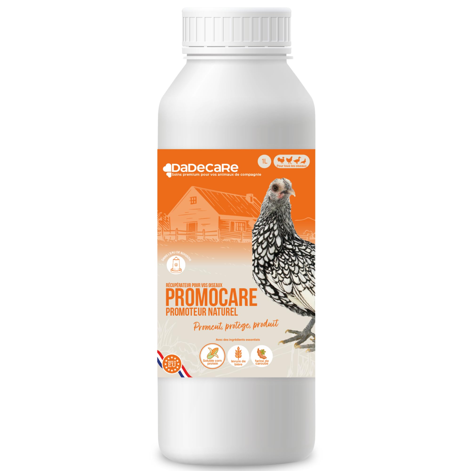 Promocare - Promoteur multivitaminé 1L pour volailles et plantes ornementales - Aviar multivitaminé avec acides aminés et antioxydants - Vitamines pour volailles en solution liquide