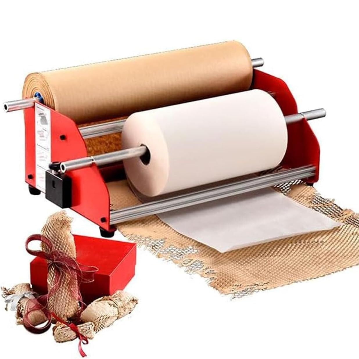 Robuster Papierrollenspenderständer mit Doppelachsen-Design und stoßfestem Puffer, verstellbare Rollenlänge für industrielle Verpackung, Versand, Lagerung und Verpackung