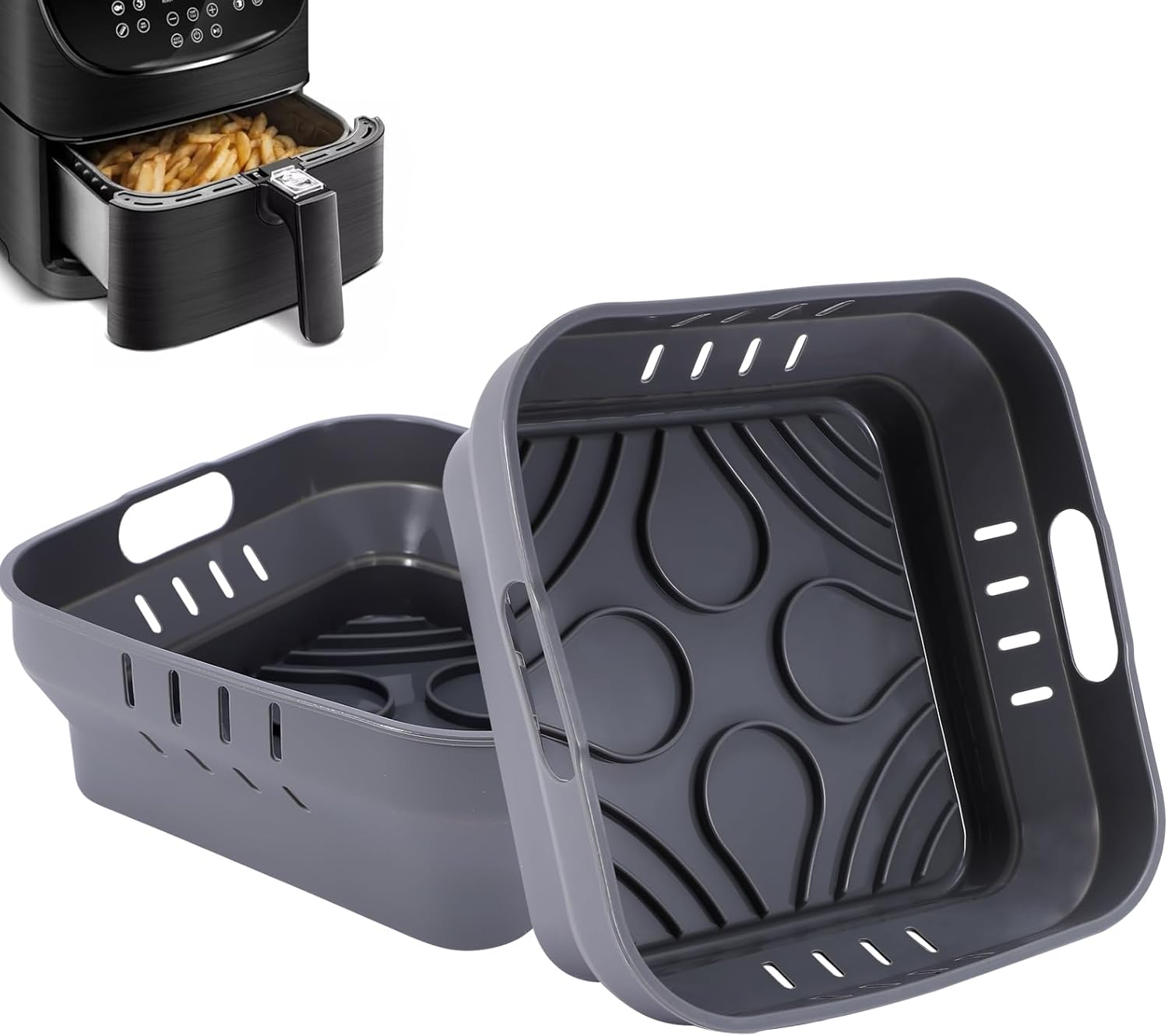 YINGRACE Folding 22CM Square Silicone Air Fryer Liners Compatible for