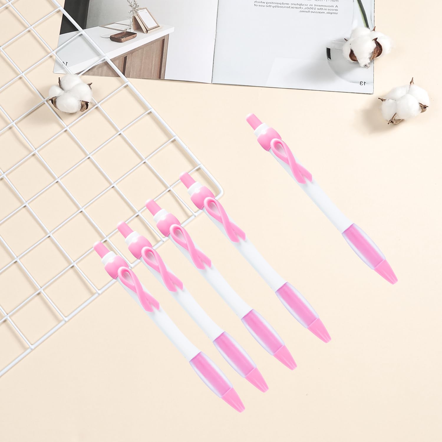 HIXNUG 24Pcs Breast Cancer Awareness Ballpoint Pen Pink Ribbon Retractable Ballpoint Pen for Office Supply Women Girls Gift - Image 3