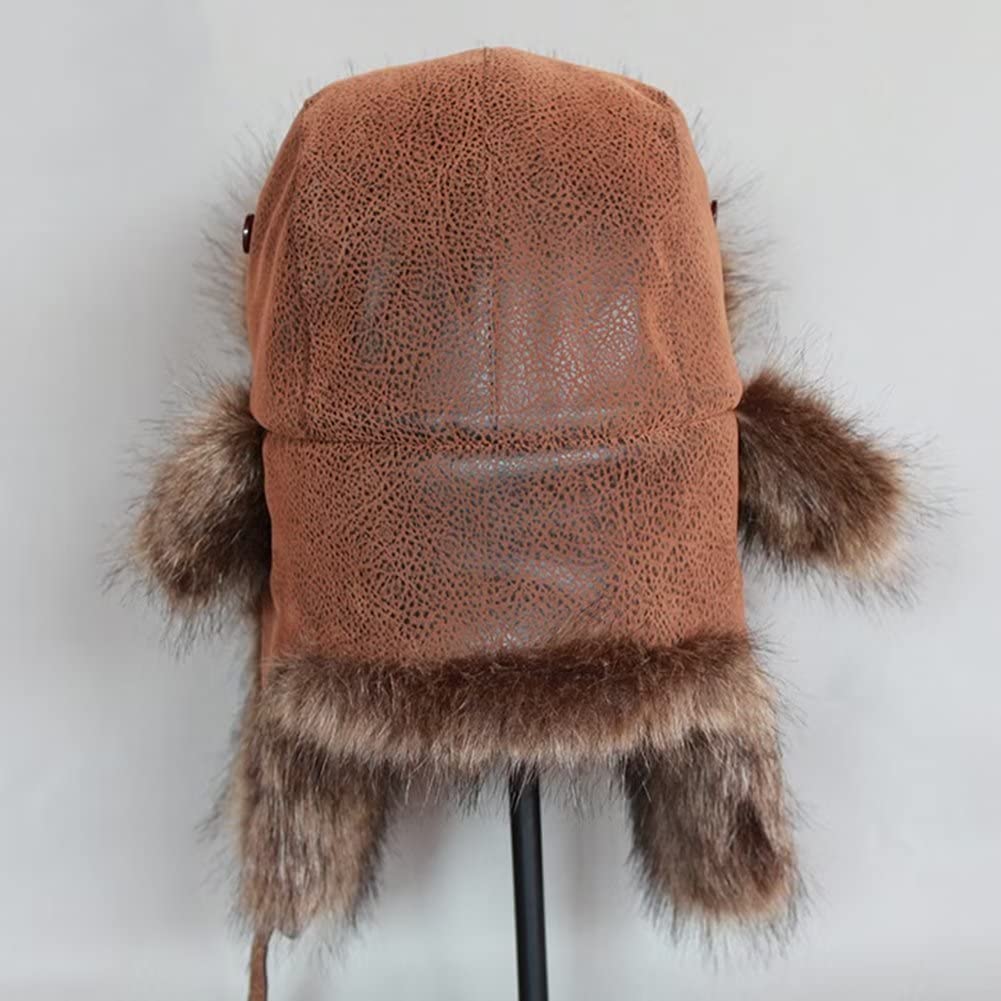 Cappello Unisex Marrone Finto, Cappelli di Pelliccia, Cappello Invernale con paraorecchie Antivento, Marrone-7 3/8-7 5/8,Brown-7 3/8-7 5/8