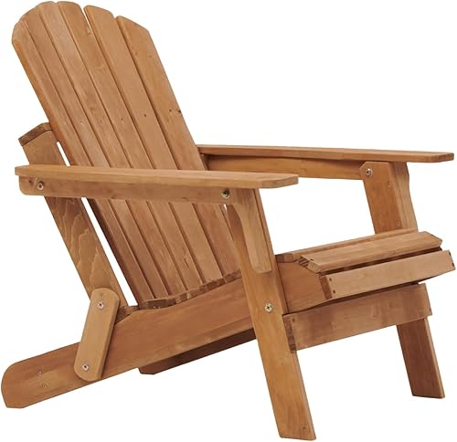 Miniatura 7 de Oversize Wooden Outdoor Folding Adirondack Chair with Pre-Assembled BackRest & SeatBoard, Wood Patio Chair for Garden Backyard Porch Pool Deck