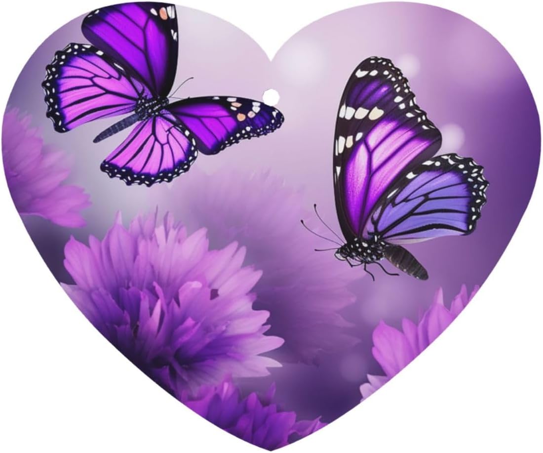 Car Air Freshener 24 PCS Purple Flower Butterflies Hanging Car Air Fresheners Auto Interior Decor Card Freshener Strong Scented Card Lavender Cars Scents for Office Bedroom Close Drawer Heart Shape