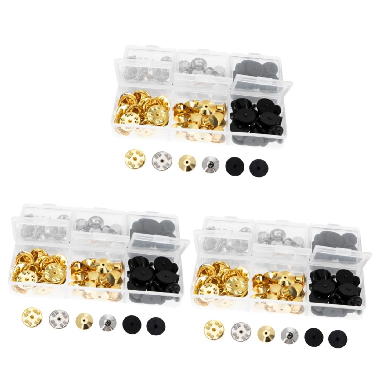 jojofuny 3 Sätze Teiliges Set Dekorative Pin Backs Metall Sichere Verschlüsse Für Anstecknadeln Kragen Pins Und Diy Projekte Langlebig Und Leicht Für Broschen Und Abzeichen 84 Stück * 3