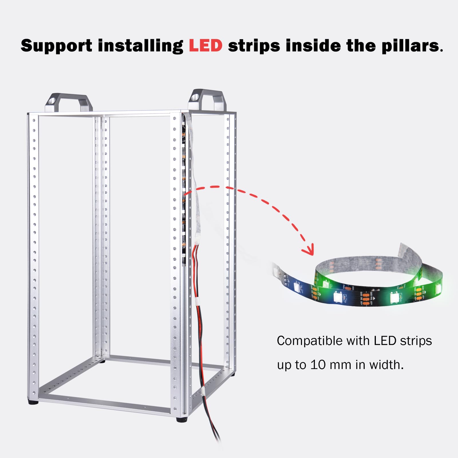 GeeekPi DeskPi RackMate TL1 - Armario para servidores (10 Pulgadas, 10U, 264 mm de Profundidad) para Equipos de Red, servidores, Audio y vídeo, de aleación de Aluminio con Marco Abierto