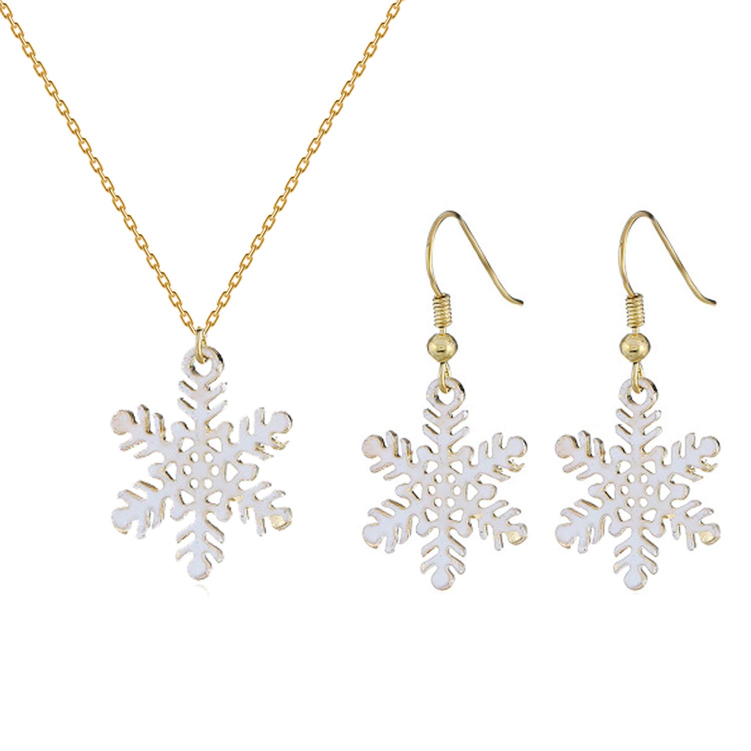 Long tiantian Snowflake Earrings Necklace Set Cubic Zirconia Christmas Earrings Winter Snowflake Flower Necklace Sparkle Pierced Hook Dangle Earrings (Style 2) (B08153X6F4) Amazon Price History, Amazon Price Tracker