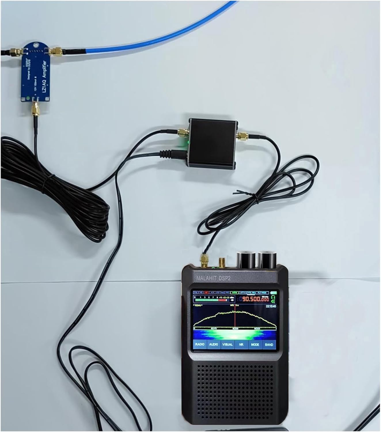 AURSINC Portable Active Loop Antenna - Antenna a onde corte 50 KHz-500 MHz HF AM FM VHF UHF Antenna di ricezione a loop magnetico per radio amatoriale (amplificatore migliorato)
