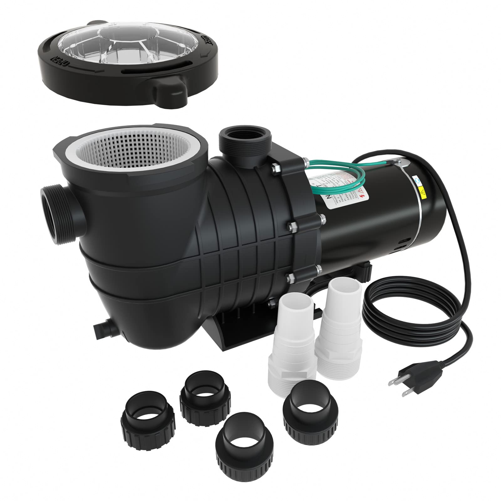 Above Ground/Inground Pool Pump 2HP Dual Voltage Pool Motor 115V/230V with Strainer Basket and Drain UL Certificated Powerful Self Priming Saltwater Swimming Spa Pool Pumps 1500W