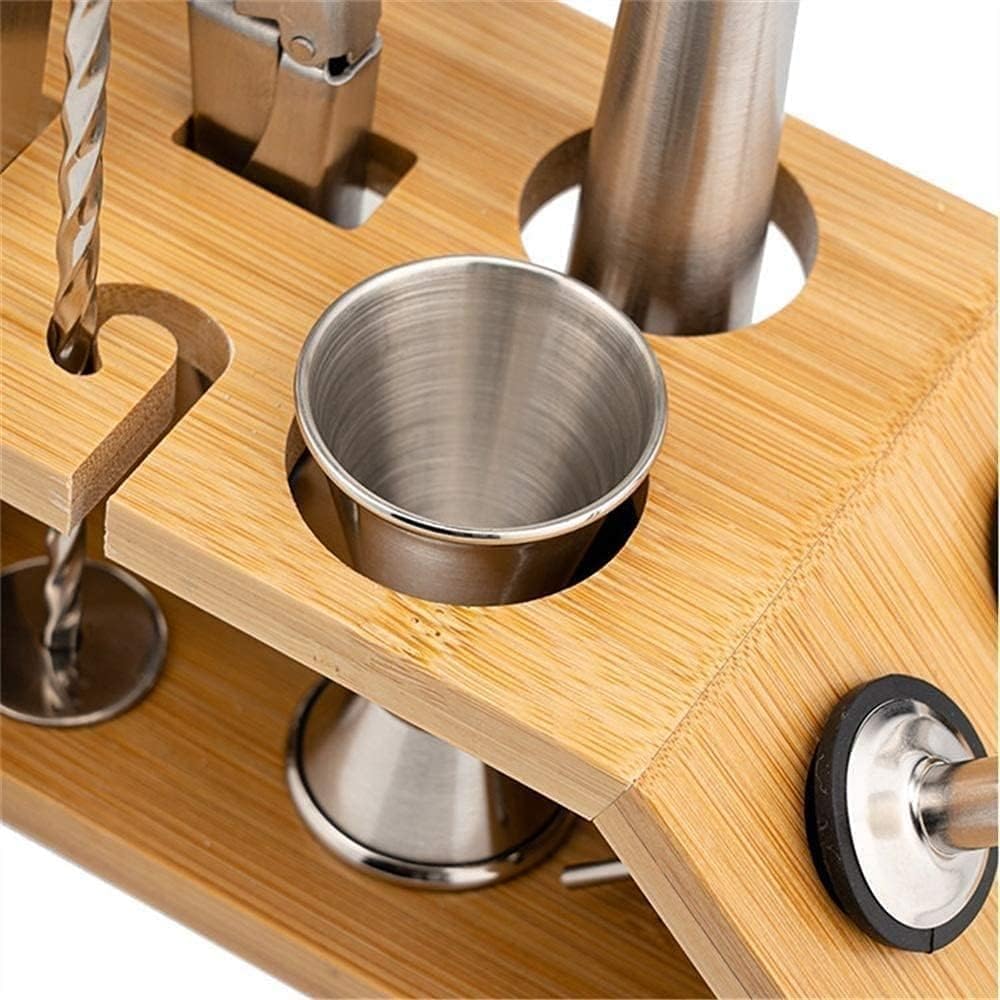 10-Piece Bartender Kit Cocktail Shaker Set: Stainless Steel Bar Tools with Sleek Bamboo Stand, Wine Bottle Opener, Bar Set Cocktail Shaker Set Stainless Steel Bar Tool Set Bartender Kit