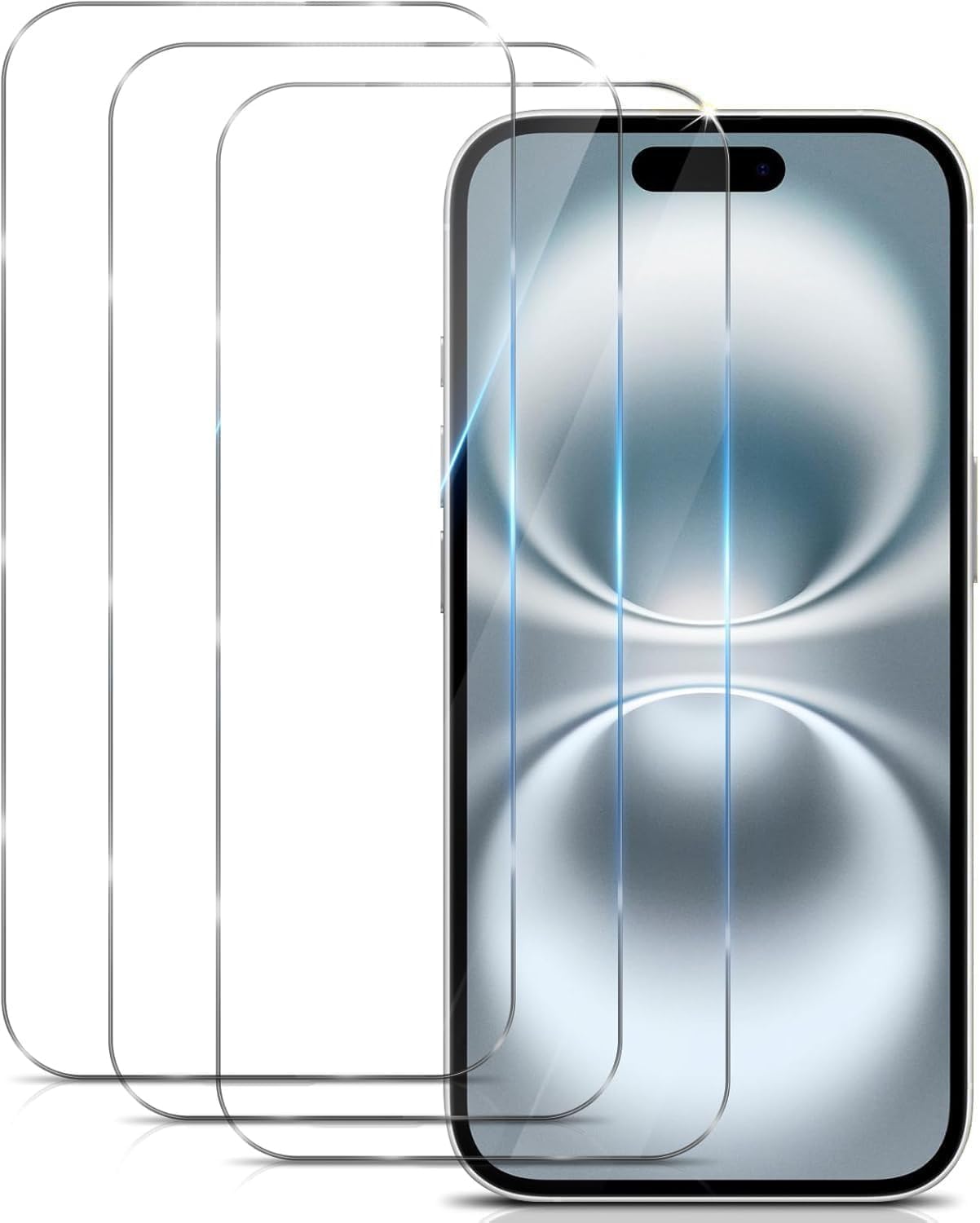 3 Piezas Protector Pantalla para iPhone 16 Plus, iPhone 15 Pro Max, iPhone 15 Plus, Cristal Vidrio Templado HD Clara Antiarañazos Antihuellas Sin Burbujas Dureza 9H Completo 6,7 Pulgadas Transparente