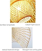 Vista 7 de RCIDOS Lámpara de techo semiempotrada tejida de bambú para el hogar, lámpara colgante de mimbre estilo bohemio, lámpara de techo colgante de mimbre