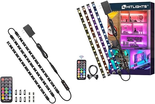 HitLights Tira de luces LED precortadas, 3/4 x 12 pulgadas, tira de luz LED flexible que cambia de color, kit de acento 5050 LED con control remoto