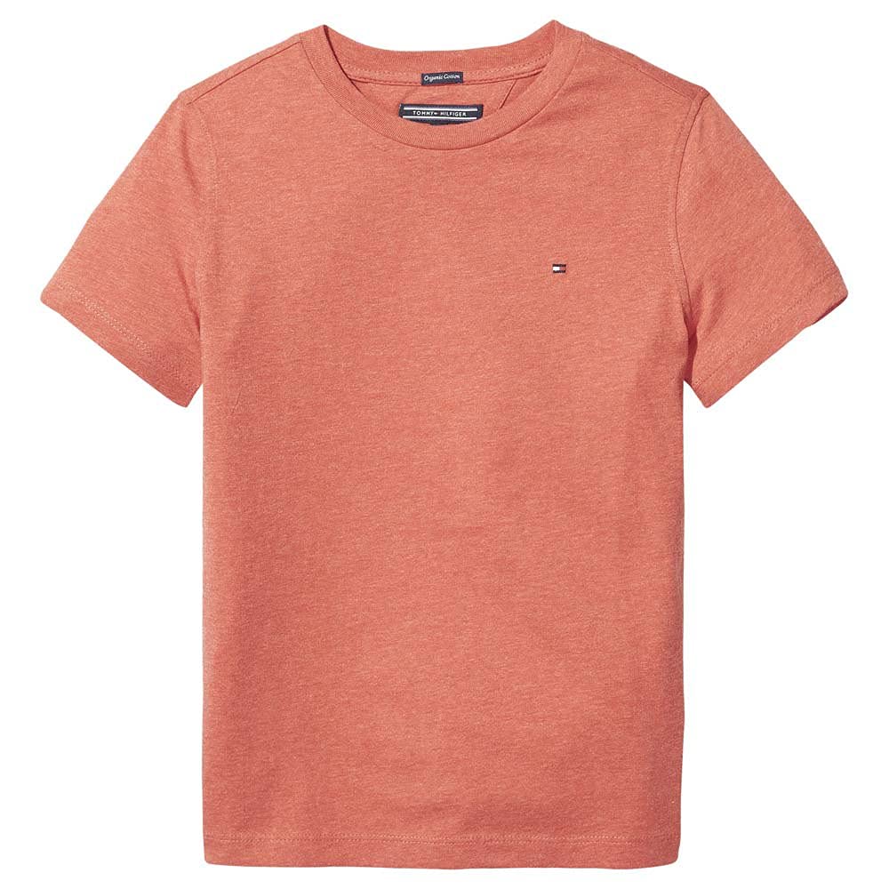 Tommy Hilfiger Jungen T-Shirt Kurzarm Rundhalsausschnitt, Rot (Apple Red Heather), 7 Jahre