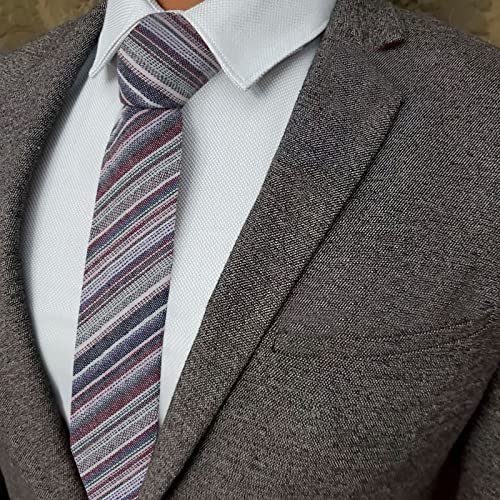 Image of Mantieqingway Mens Skinny Ties,2.56 inch Cotton Neckties Striped Plaid Ties for Groom Groomsmen Wedding Party Christmas