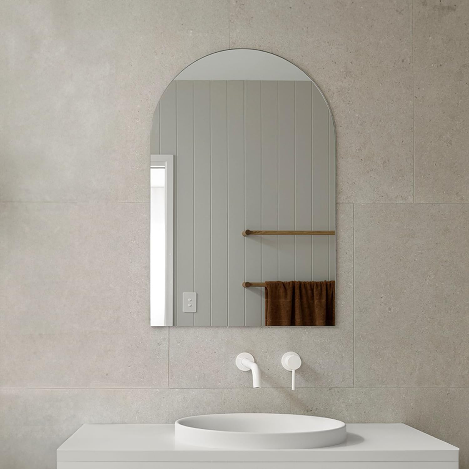 FLAIR GLASS Semi-Round Rectangular Frameless Wall Mirror for Bathroom, Wall Mount Mirror, Washbasin Mirror, Looking Mirror Glass, Mirror for Bedroom, Unframed Mirror (6 mm Thick,18x24 inch) (B0CJNVLMWF) Amazon Price History, Amazon Price Tracker