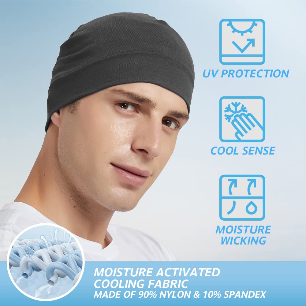 Headshion Gorro ligero con forro de casco refrescante, paquete de 4 gorros ultrafinos para dormir en ciclismo y correr
