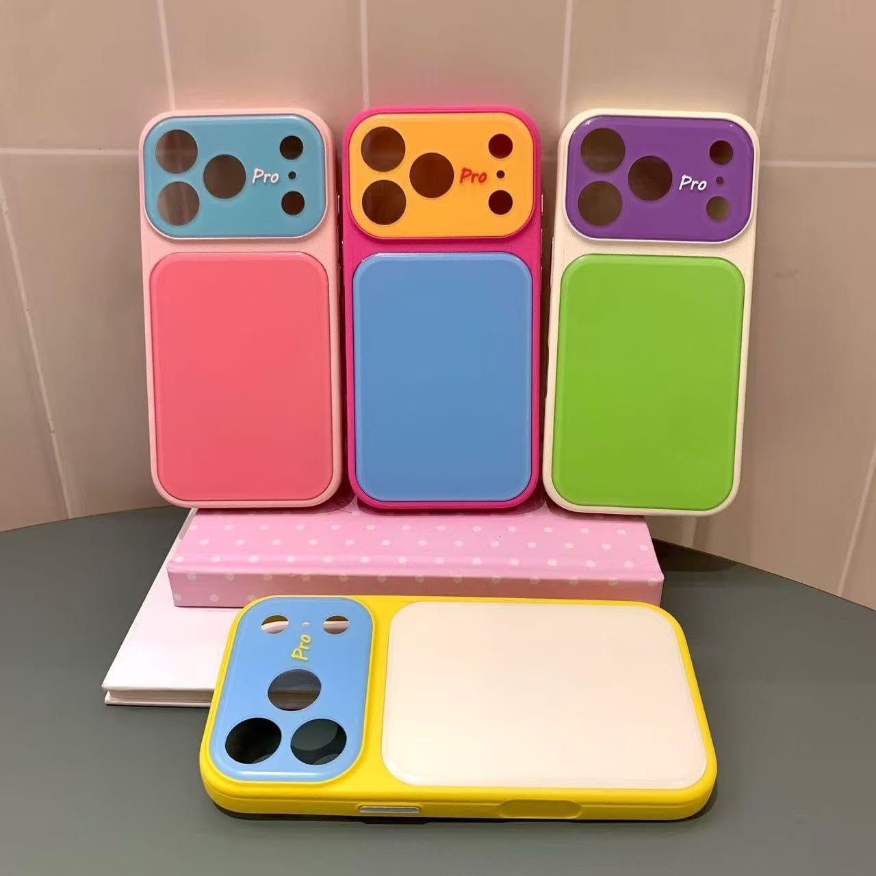 Frische Sommer-Handyhülle mit Umhängegurt und Kontrast-Acryl-Design für iPhone 17, 16, 15 Pro Max, 14, 13, großes Sichtfenster, stoßfeste Luxushülle aus Leder (für iPhone 14 Pro Max/Crossbody RoseRe