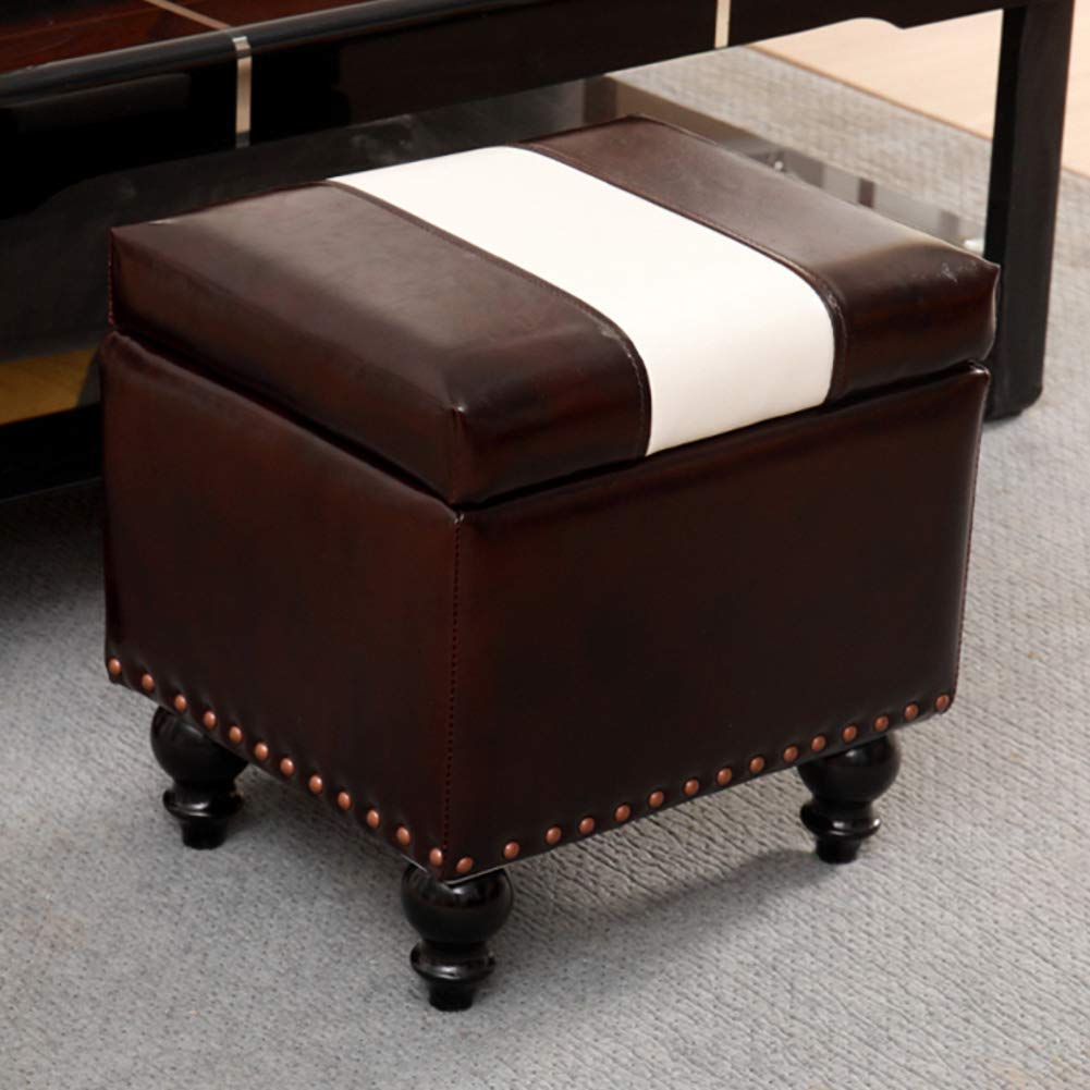 Coffre à jouets pouf de rangement cube en cuir synthétique 40cm